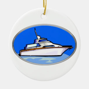 Yacht i Oval Julgransprydnad Keramik