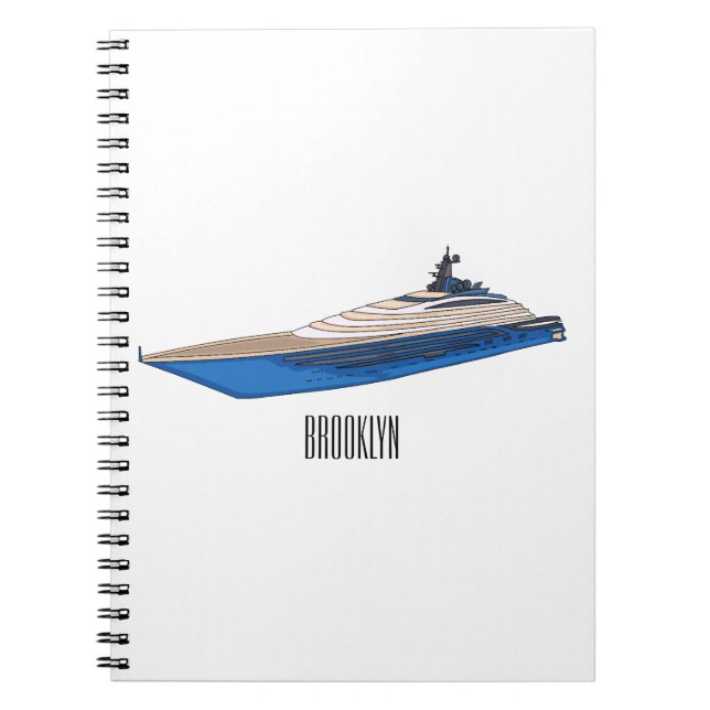 Yacht-illustration av tecknad anteckningsbok (Framsidan)