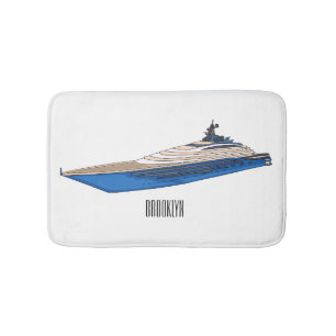 Yacht-illustration av tecknad badrumsmatta