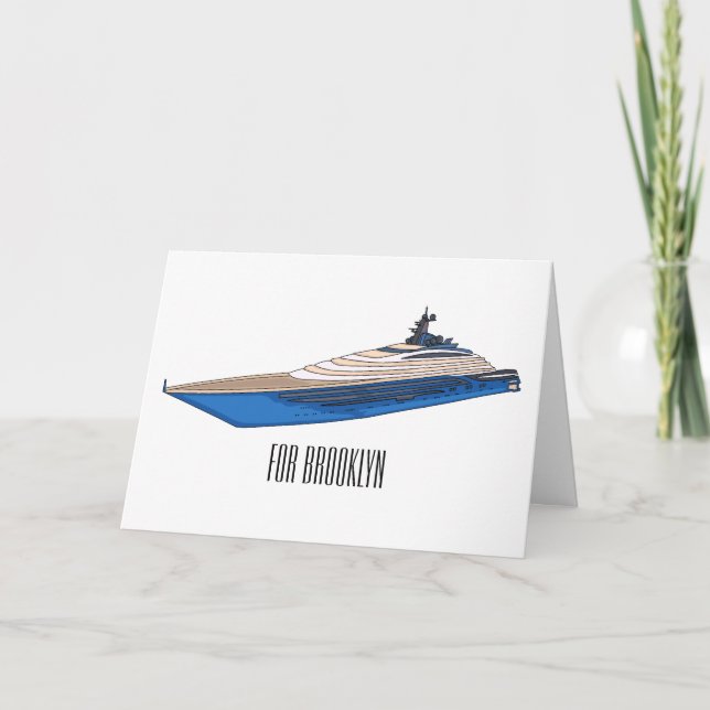 Yacht-illustration av tecknad kort (Framsida)