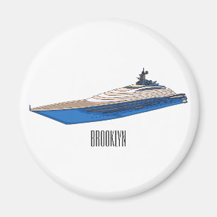 Yacht-illustration av tecknad magnet