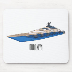 Yacht-illustration av tecknad musmatta