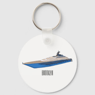 Yacht-illustration av tecknad nyckelring