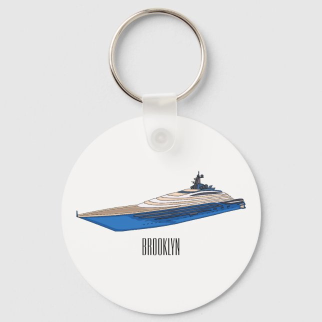 Yacht-illustration av tecknad nyckelring (Framsida)