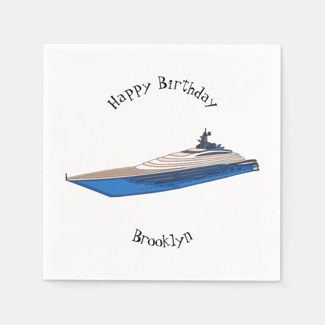 Yacht-illustration av tecknad pappersservett (Framsidan)