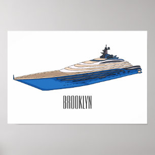 Yacht-illustration av tecknad poster