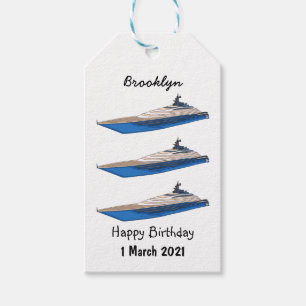 Yacht-illustration av tecknad presentetikett