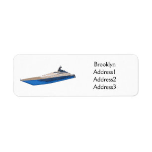 Yacht-illustration av tecknad returadress etikett