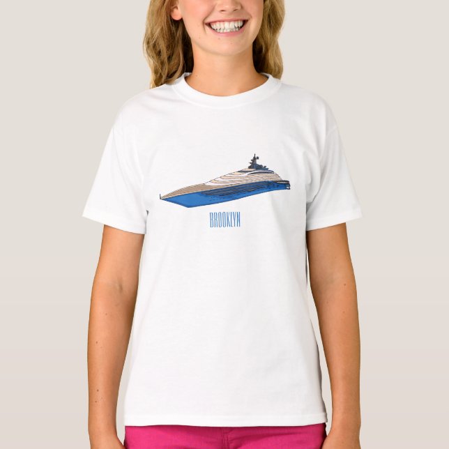 Yacht-illustration av tecknad t shirt (Framsida)
