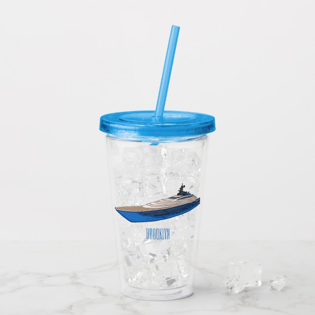 Yacht-illustration av tecknad take away mugg (Baksida Ice)