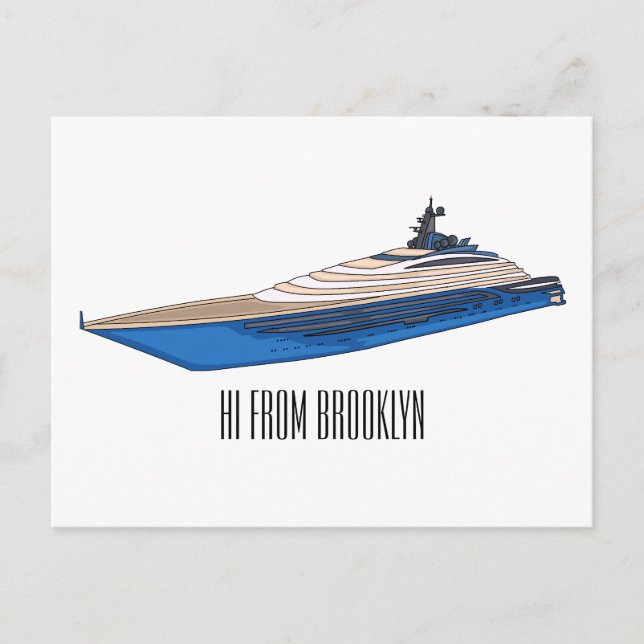 Yacht-illustration av tecknad vykort (Framsida)
