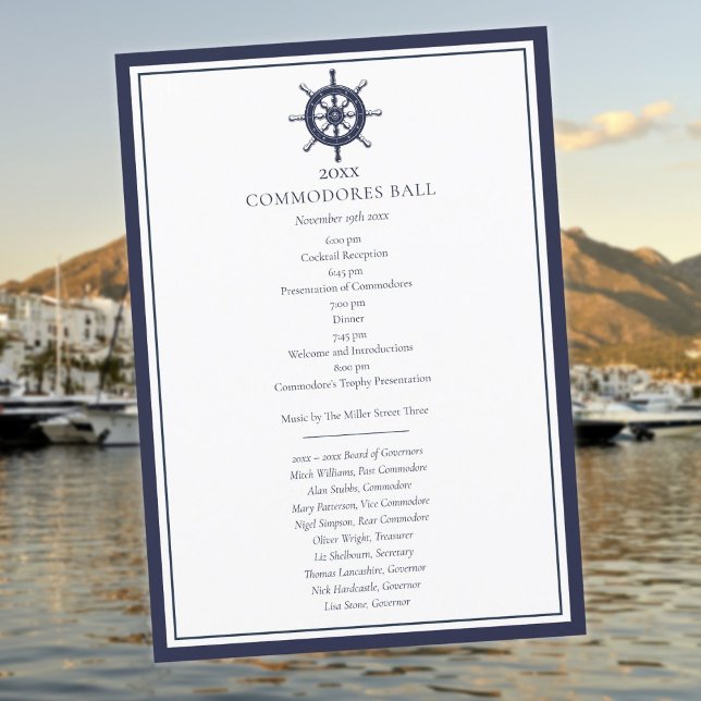 Yacht Klubb Menu Nautical Navy Blue Program (Yacht Club Menu Nautical Navy Blue Program)