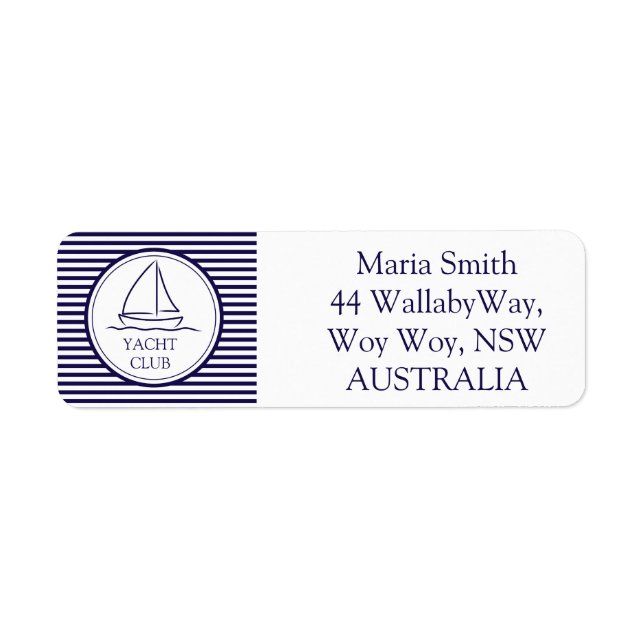 Yacht Klubb Returadress Etikett (Framsidan)