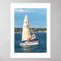 Yacht med flaggor Jersey