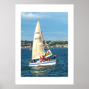 Yacht med flaggor Jersey Poster