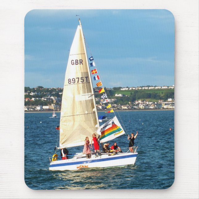 Yacht med flaggor musmatta (Framsidan)