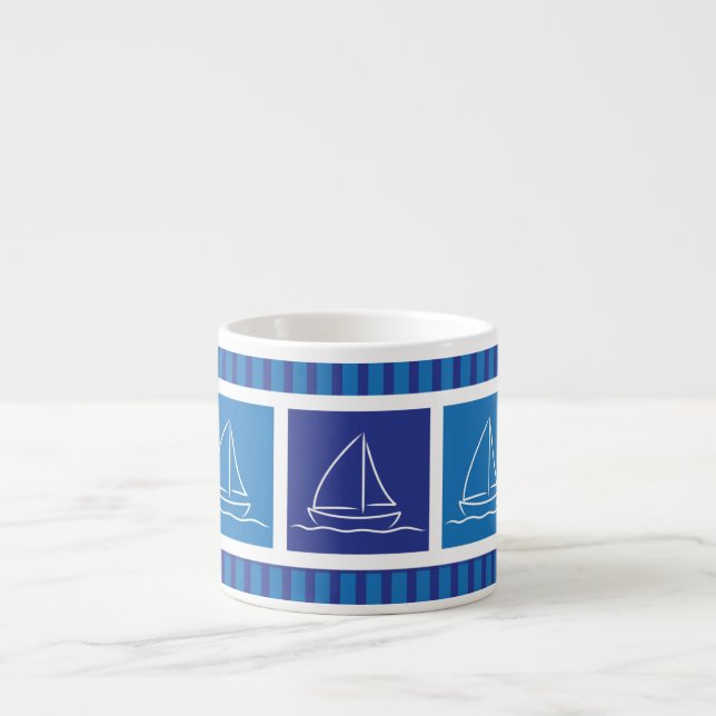 Yacht mönster espressomugg (Framsidan)