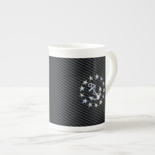 Yacht Naval Flagga Anchor och Stars Benporslin Mugg