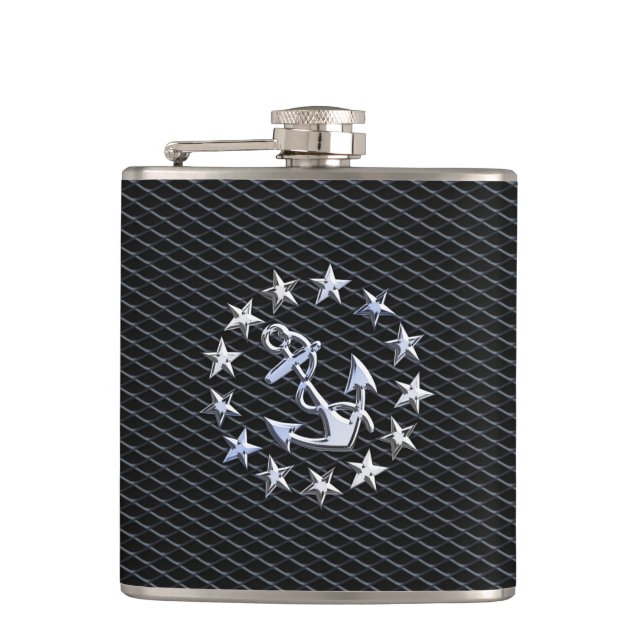 Yacht Naval Flagga Anchor och Stars Fickplunta (Framsidan)