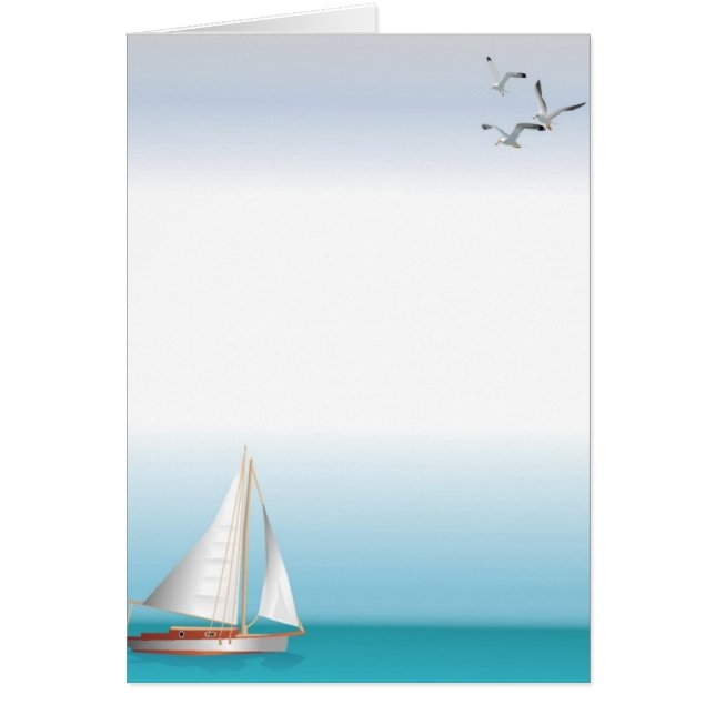 Yacht på en turkos hälsningskort (Framsidan)