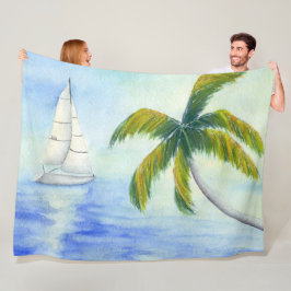 Yacht på Sea Palma Fleecefilt