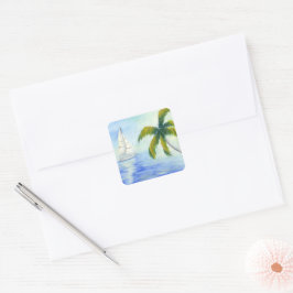 Yacht på Sea Palma Fyrkantigt Klistermärke