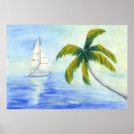 Yacht på Sea Palma Poster