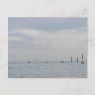 Yacht race boats in a line helg vykort