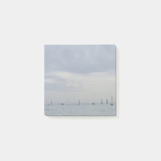 Yacht race boats in a line post-it block