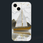 Yacht Sailing Snyggt Modern Guld Marble Namn<br><div class="desc">Yacht Sailing Snyggt Modern Guld Marble Personlig Namn har en vit och grått marmor bakgrund med en gyllene yacht och rullande backe i bakgrunden. Personlig med ditt namn i modern svart skripttypografi. Designad av ©Evco Studio www.zazzle.com/store/evcostudio</div>