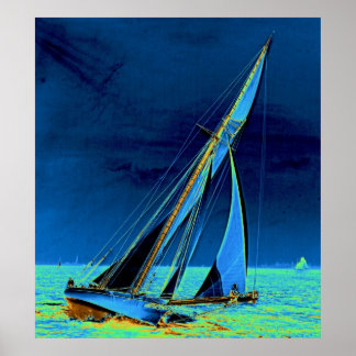 Yacht "Shamrock" i New York Harbour 1895 Poster