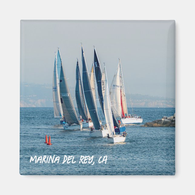 Yacht Tävling - Marina Del Rey, CA Magnet (Framsidan)