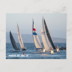 Yacht Tävling - Marina Del Rey, CA Vykort