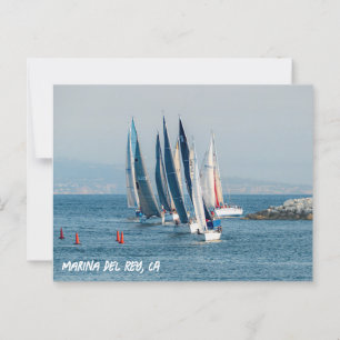 Yacht Tävling - Marina Del Rey, CA Vykort