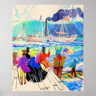 Yacht tävling tryckt på 1800-talet poster