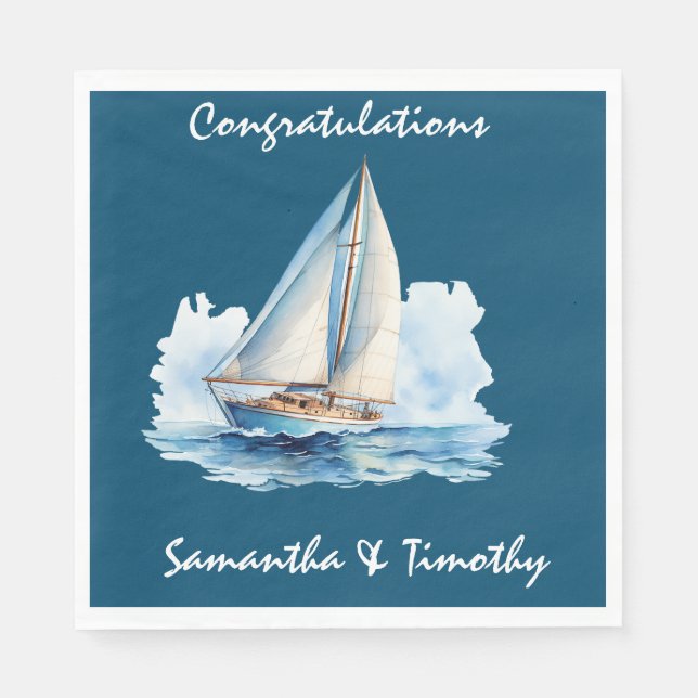Yacht themed, Nautisk gratulation Pappersservett (Framsidan)