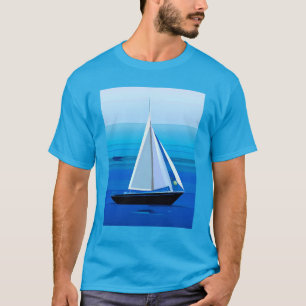 Yacht under segel, koboltblått t shirt