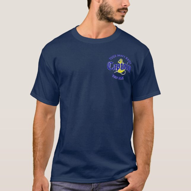 Yachter namn och fartygkapten t shirt (Framsida)