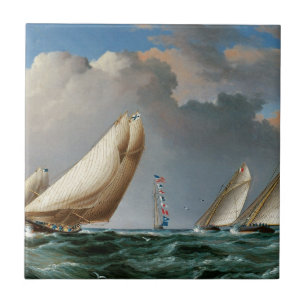 Yachter som rundar markera kakelplatta