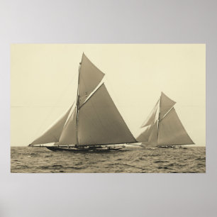 Yachter Valkyrie II och vaksam tävling för Amerika Poster