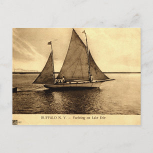 Yachting on Sjö Erie, Buffalo NY 1909 vintage Vykort