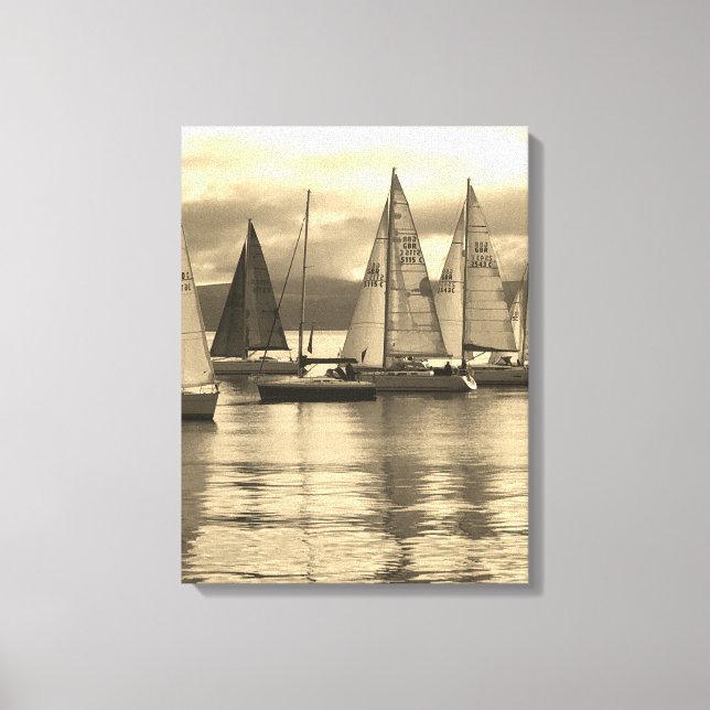 Yachts i Rothesay Bay, Skottland. Canvastryck (Framsida)
