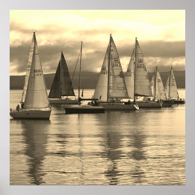 Yachts i Rothesay Bay, Skottland. Poster (Framsidan)