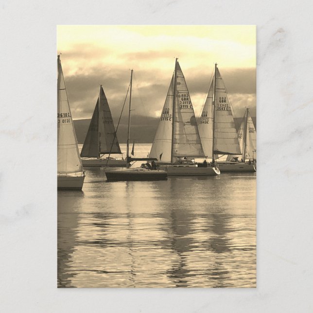 Yachts i Rothesay Bay, Skottland. Vykort (Framsida)