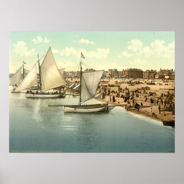 Yachts Starat i Yarmouth, Norfolk, England Poster (Framsidan)