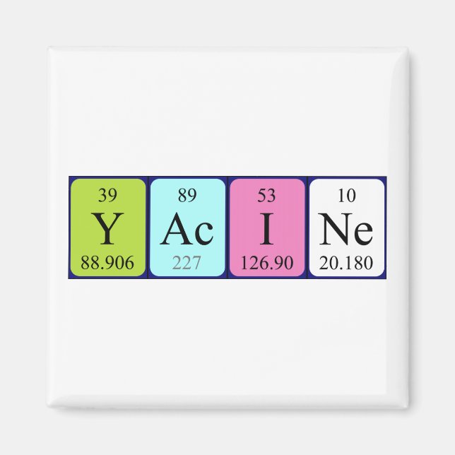 Yacine Periodiska bord namn magnet (Framsidan)
