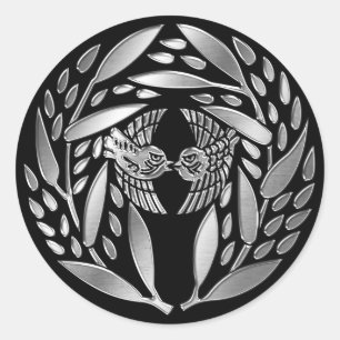 Yagyu Family Kamon Silver Chrome Runt Klistermärke