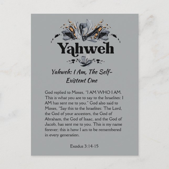 Yahweh | Namn av Guds utvecklingsskript Vykort (Framsida)