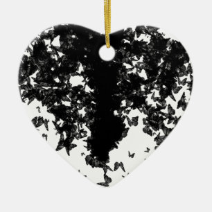 yaie svart swallowtail fjäril julgransprydnad keramik