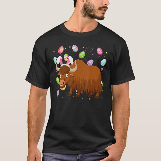 Yak Bunny Påskägg Funny Yak Påsk Söndag T Shirt (Framsida)